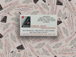 Formal wear business card