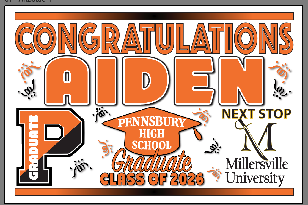 Custom printed graduation yard sign