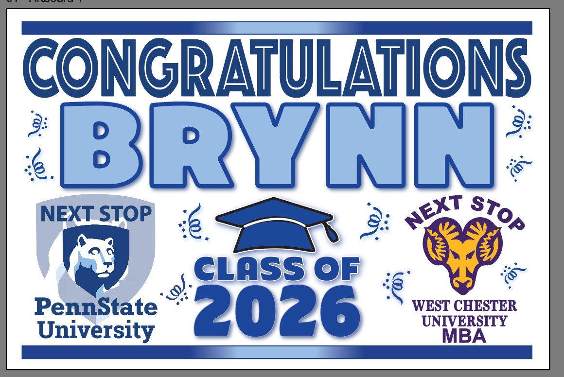 Custom printed graduation yard sign