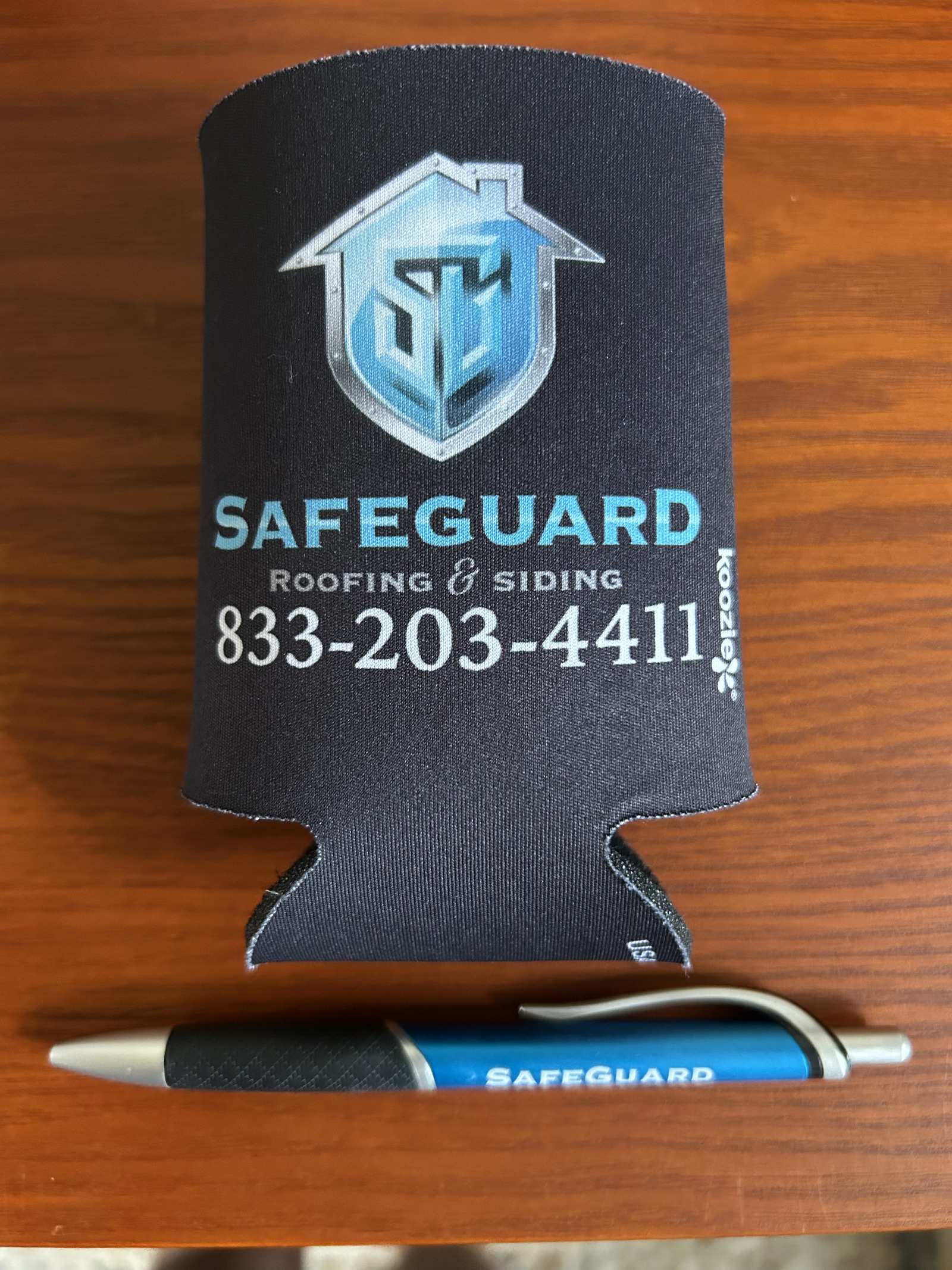 Custom printed promotional koozie and pen