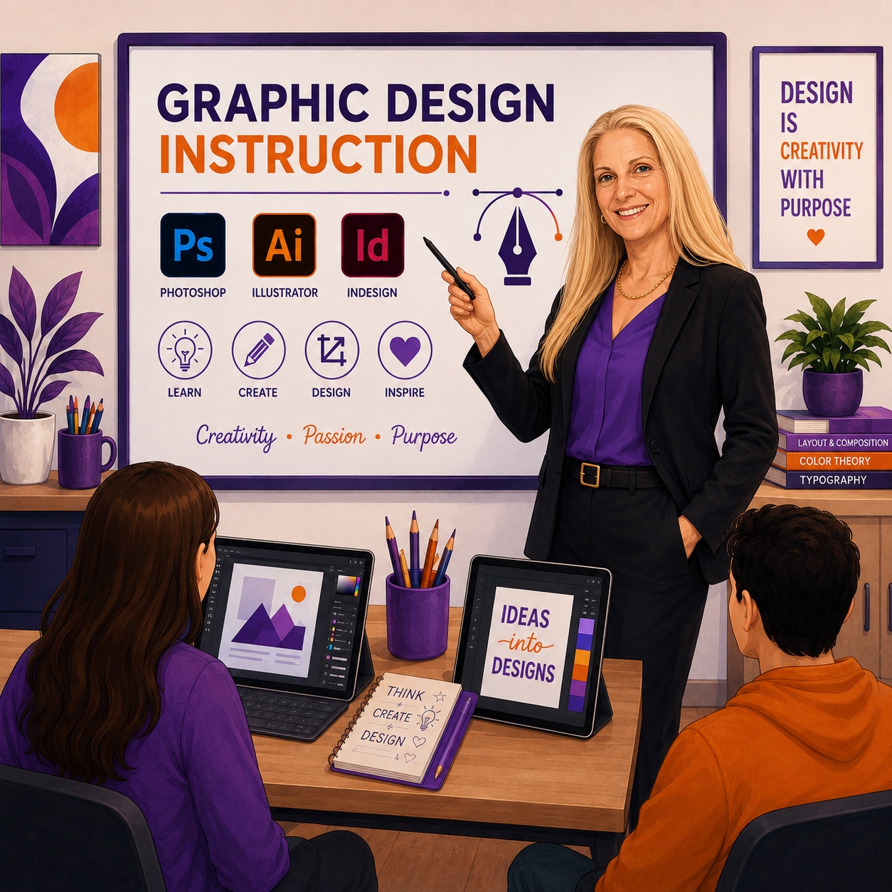 Graphic design instruction with Lisa Kulik